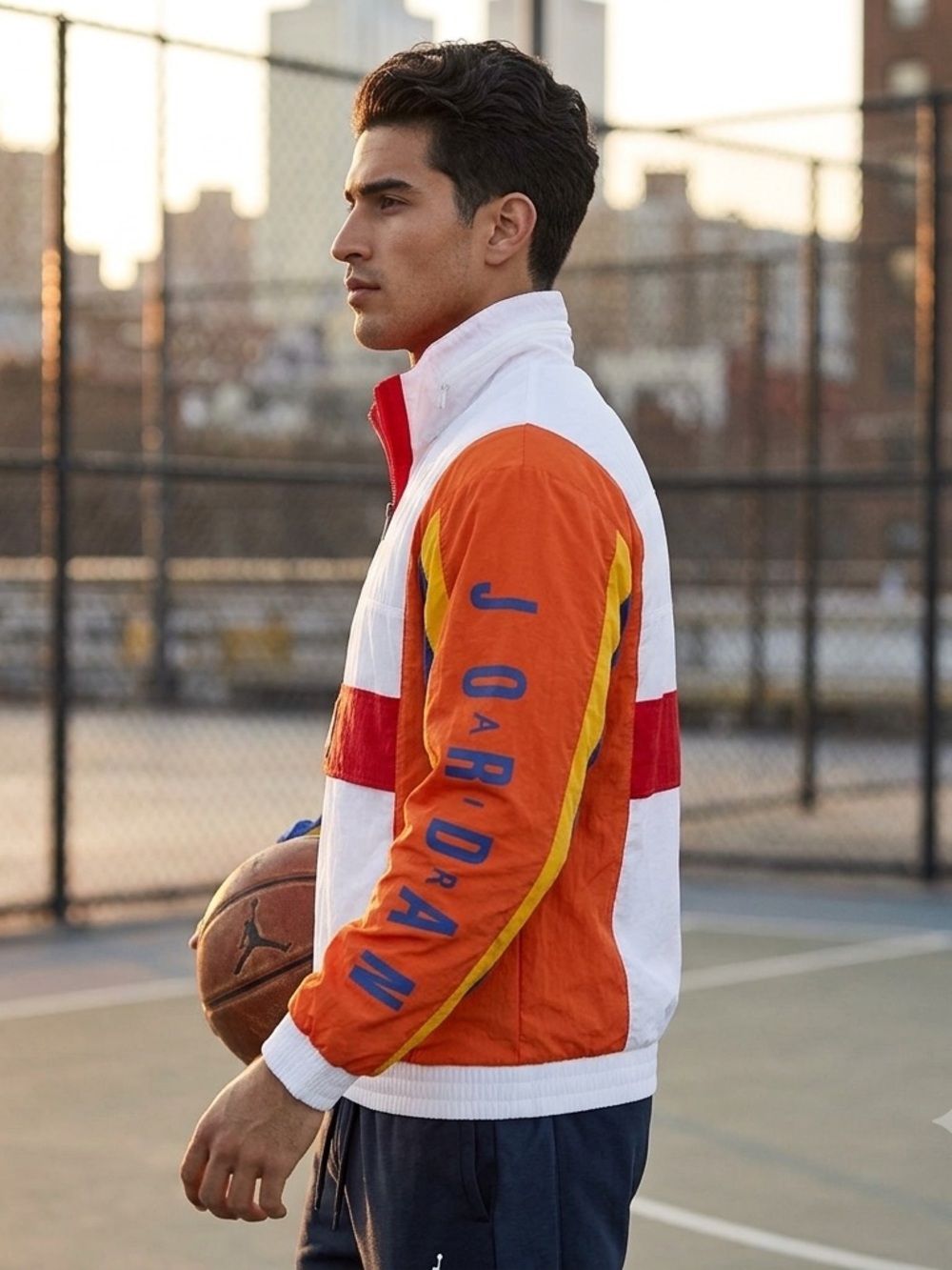 Jordan Men’s Size Medium Colorblock Half Zip Windbreaker Jacket Hidden Hood